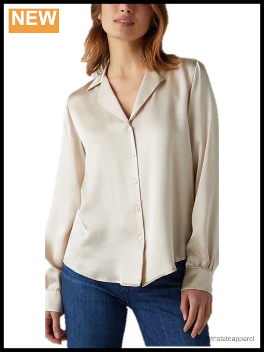 Silk Long Sleeve Button Down Collared Shirt